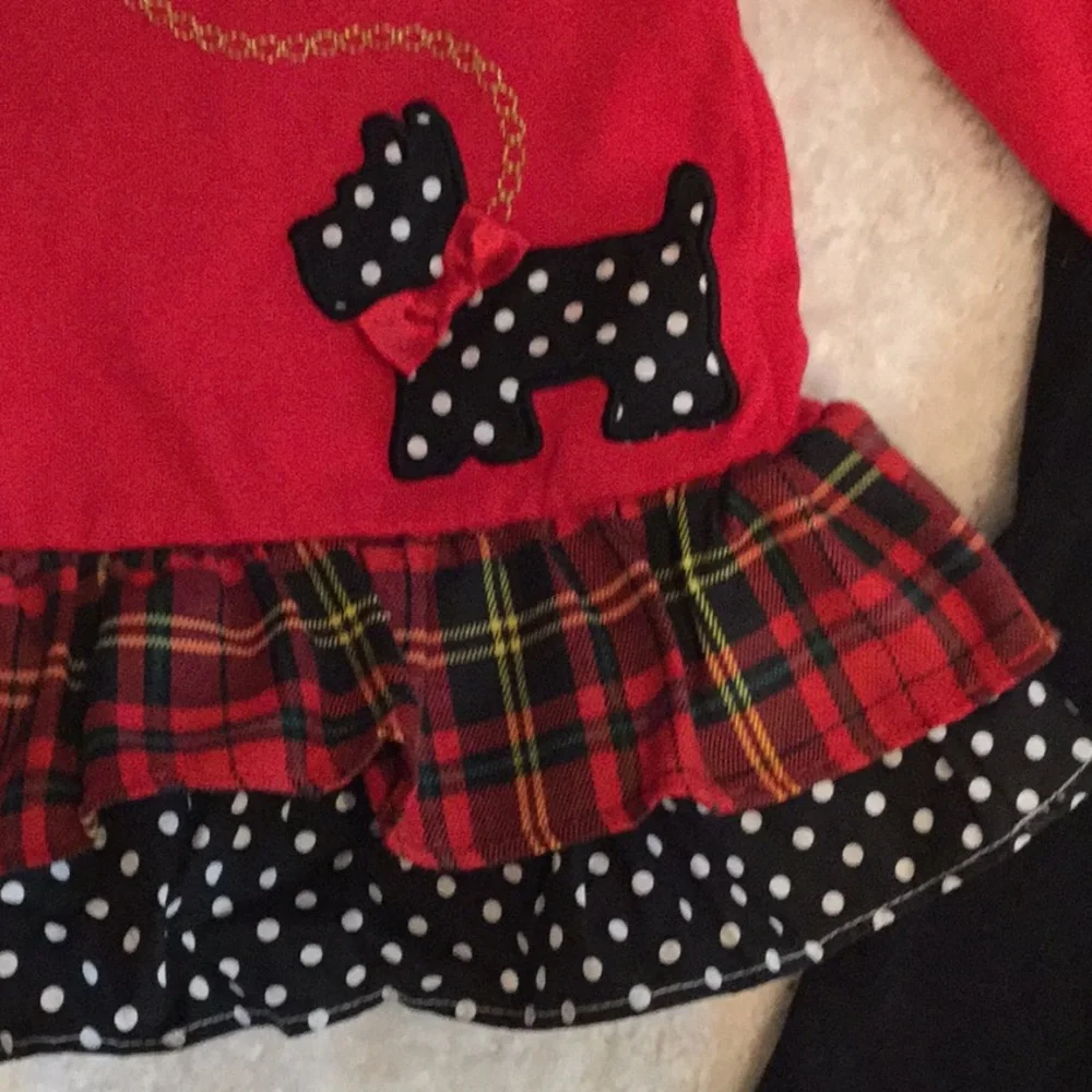 Red Girls' Matching Set with Black Leggings